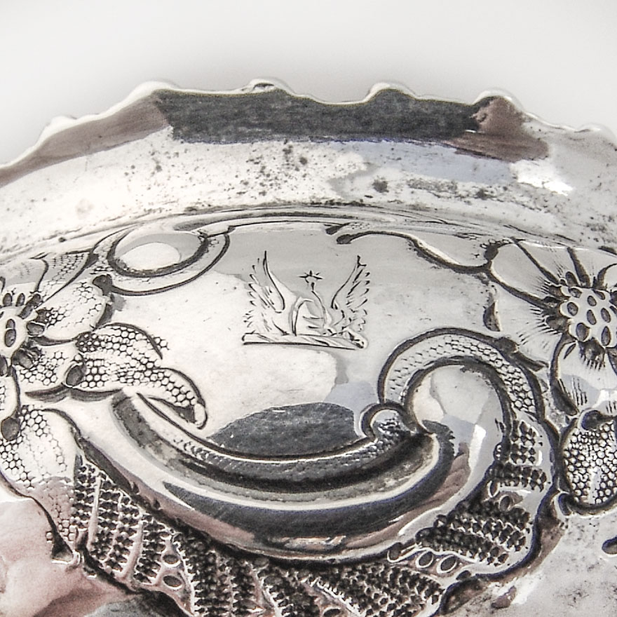 George II Open Salts Pair James Smith Sterling Silver 1736 Winged Spur Crest