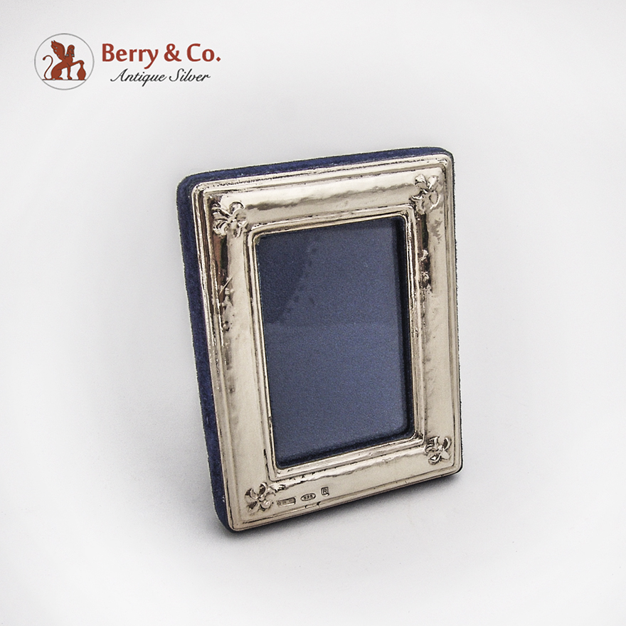 Small Hammered Picture Frame Rectangle Form Sterling Silver Italy