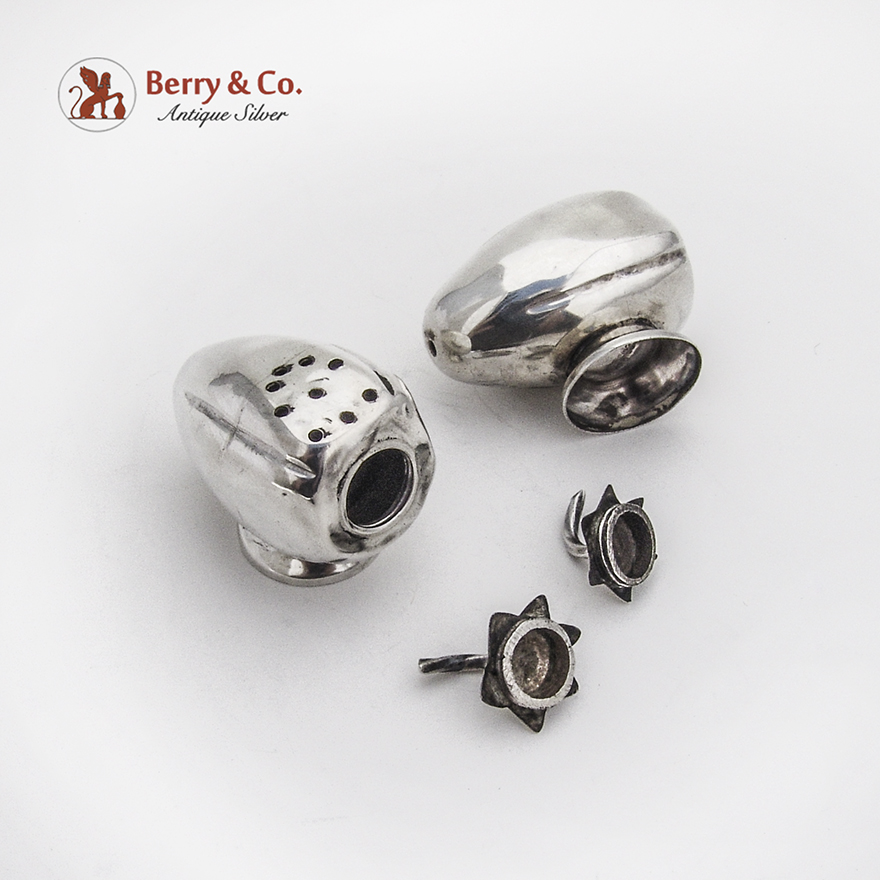Mexican Chili Pepper Form Salt Pepper Shakers Set Sterling Silver 1960