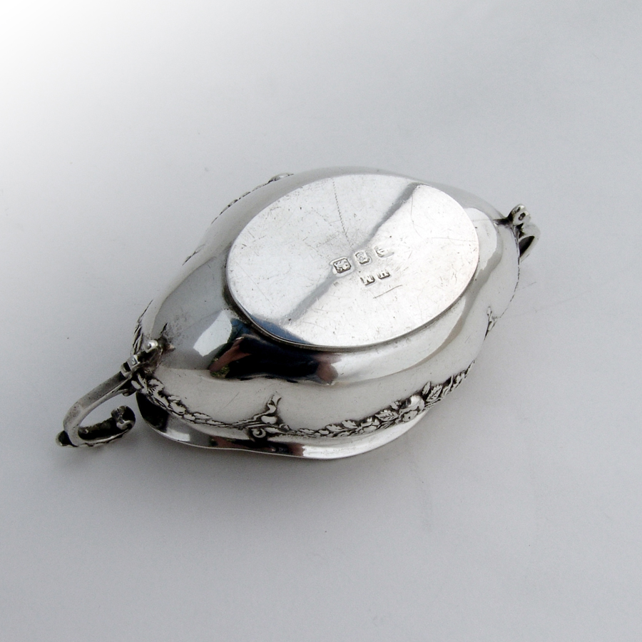 English Rose Scroll Open Salt Henry Matthews Sterling Silver 1899