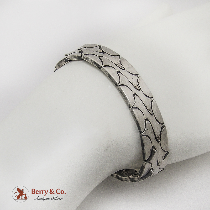 Abstract Link Bracelet Sterling Silver Mexico 1970s