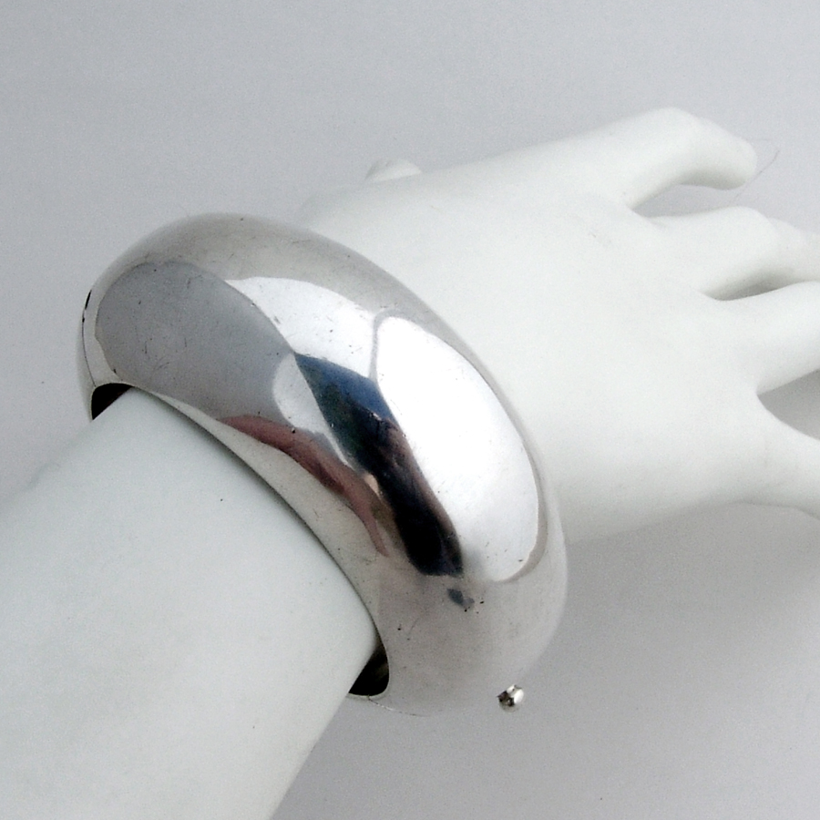 Los Ballesteros Massive Cuff Bracelet Hinged Hollow Sterling Silver