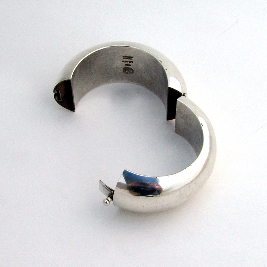 Los Ballesteros Massive Cuff Bracelet Hinged Hollow Sterling Silver