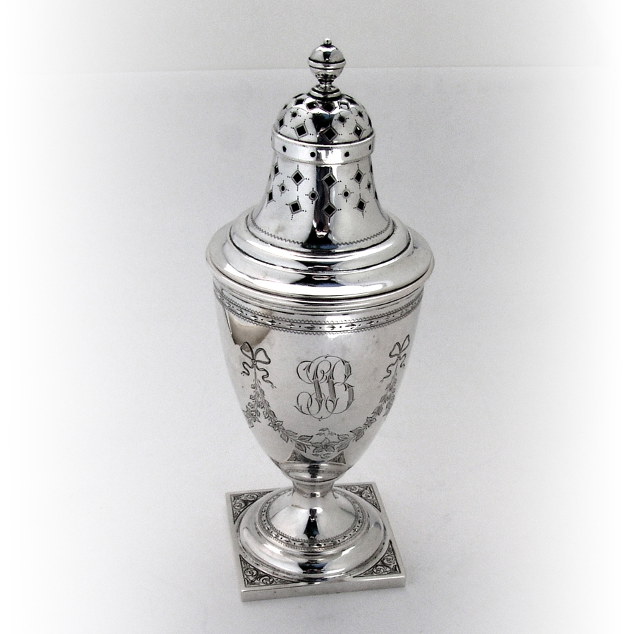 Danish Engraved Sugar Shaker Peter Hertz 830 Standard Silver 1902 Mono SB