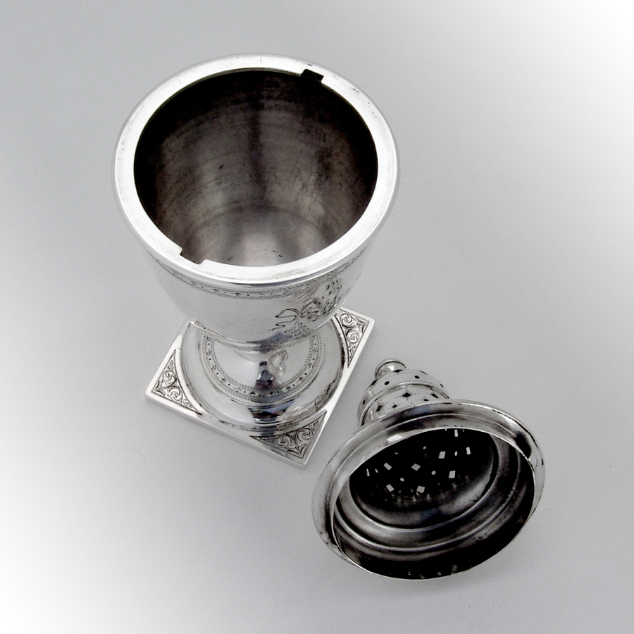 Danish Engraved Sugar Shaker Peter Hertz 830 Standard Silver 1902 Mono SB