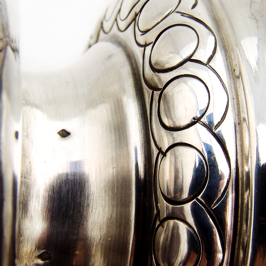 French Footed Bowl Rams Head Handles 800 Silver 1840 Mono