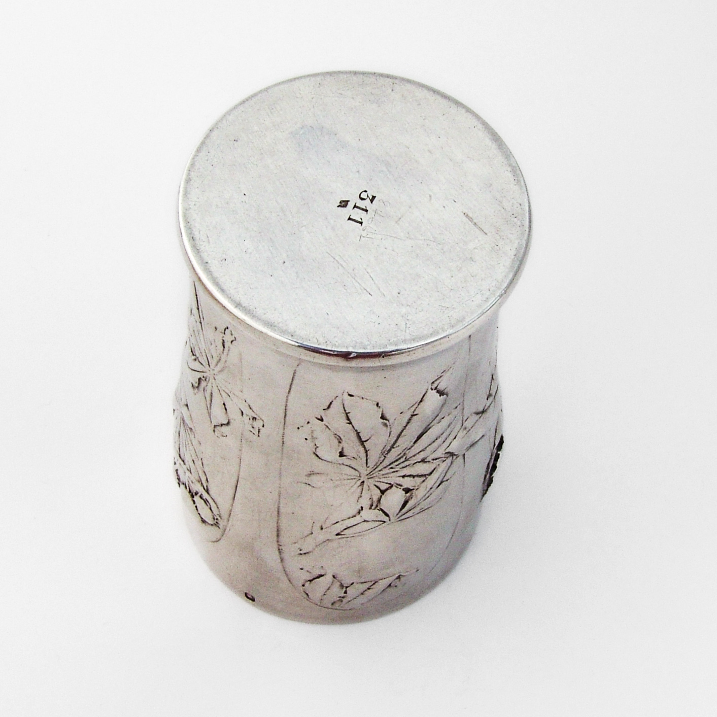 French Chestnut Beaker Gilt Interior Henin Cie 950 Sterling Silver 1900s