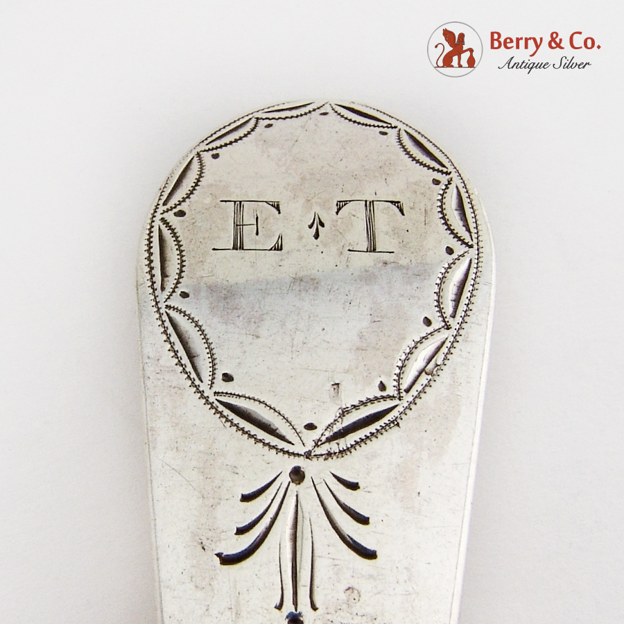Early Federal Reverse Tipt Tablespoon John Burger Coin Silver Mono ET