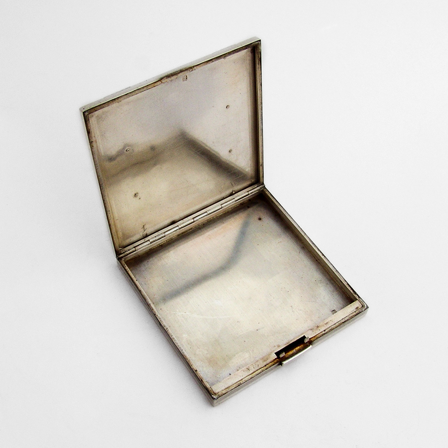 Art Deco Engine Turned Cigarette Case French 950 Sterling Silver 1930