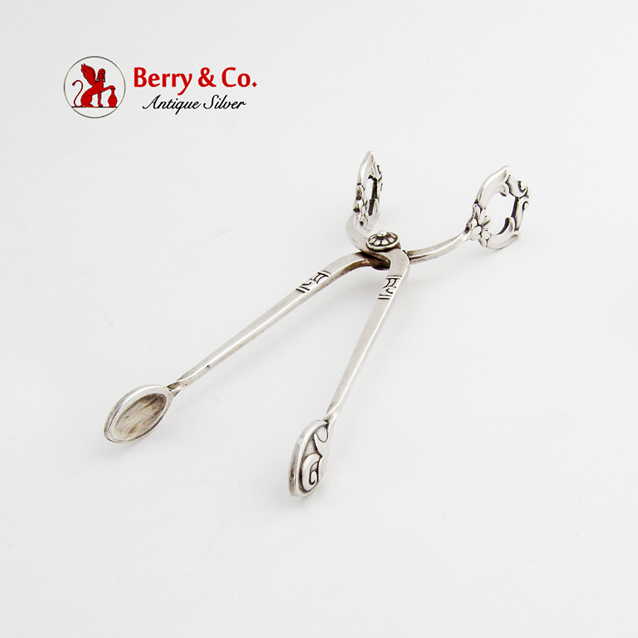 Danish Blossom Small Sugar Tongs Carl Cohr Sterling Silver