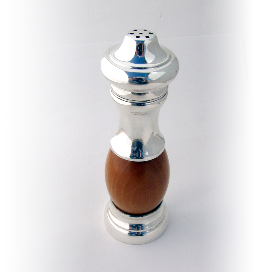 Italian Salt Shaker Pepper Grinder Olive Wood Luigi Genoni Sterling Silver