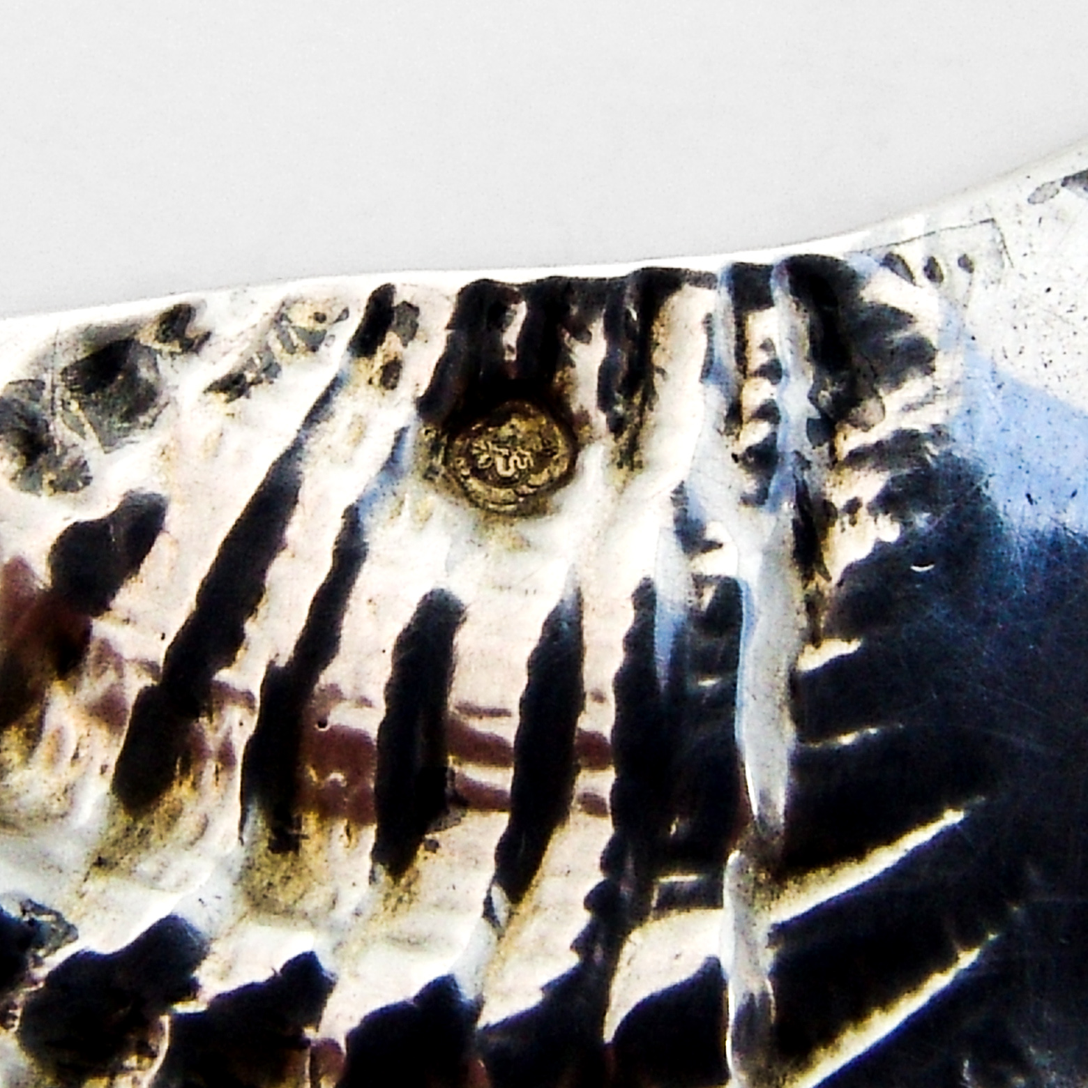 French Shell Dish Tab Handle Figural Feet 950 Sterling Silver 1890