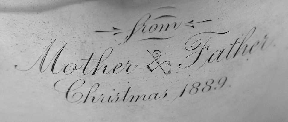 Arts and Crafts Cup Christmas 1889 From Mother and Father Shreve Sterling 