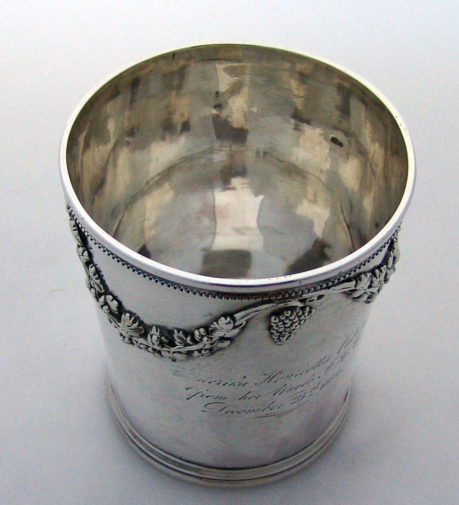 American Coin Silver Beaker Baldwin Christmas 1852