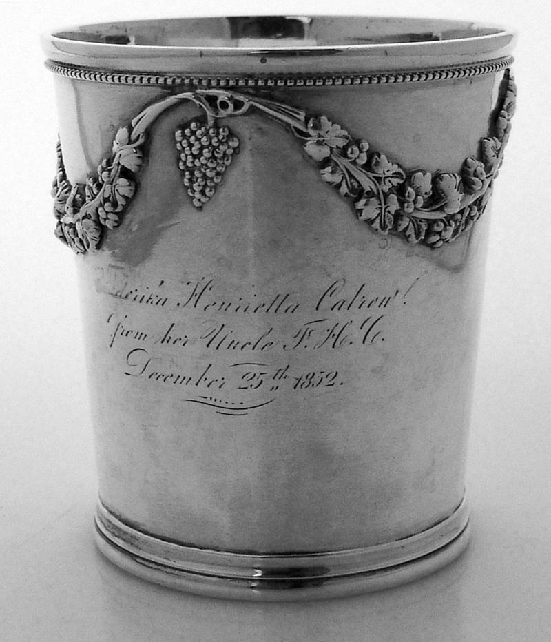 American Coin Silver Beaker Baldwin Christmas 1852