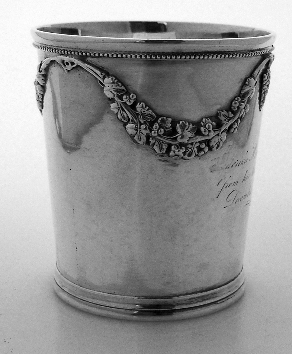 American Coin Silver Beaker Baldwin Christmas 1852