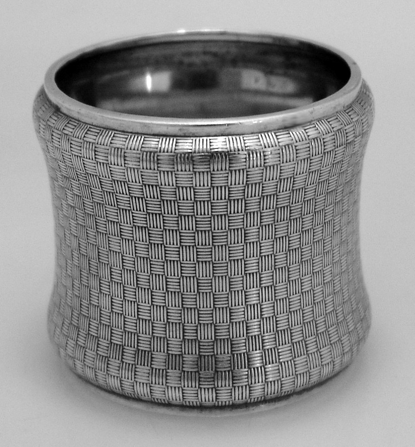  Basket Weave Napkin Ring Coin Silver Wood and Hughes 1875