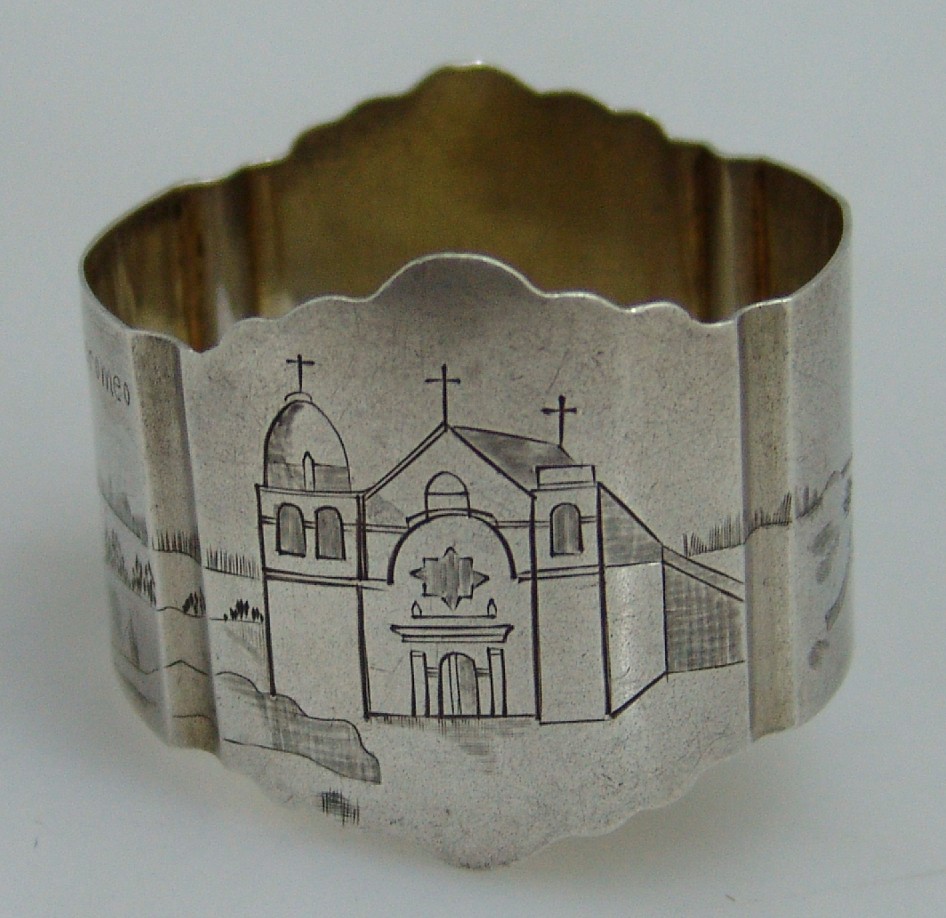 Sterling Silver Napkin Ring San Carlos Boromeo Mission 1920