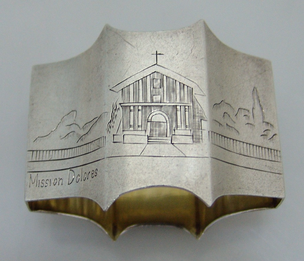 Sterling Silver Napkin Ring Mission Dolores 1920