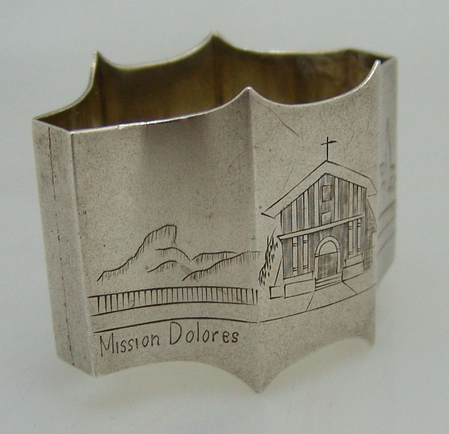 Sterling Silver Napkin Ring Mission Dolores 1920
