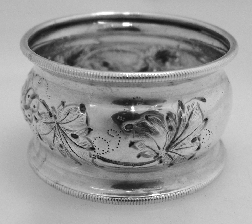 Coin Silver Repousse Napkin Ring 1875