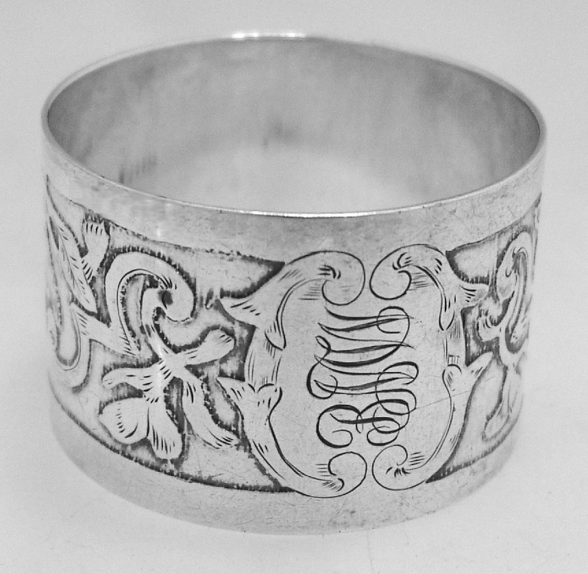 Acid Etched Sterling Silver Napkin Ring International 1900