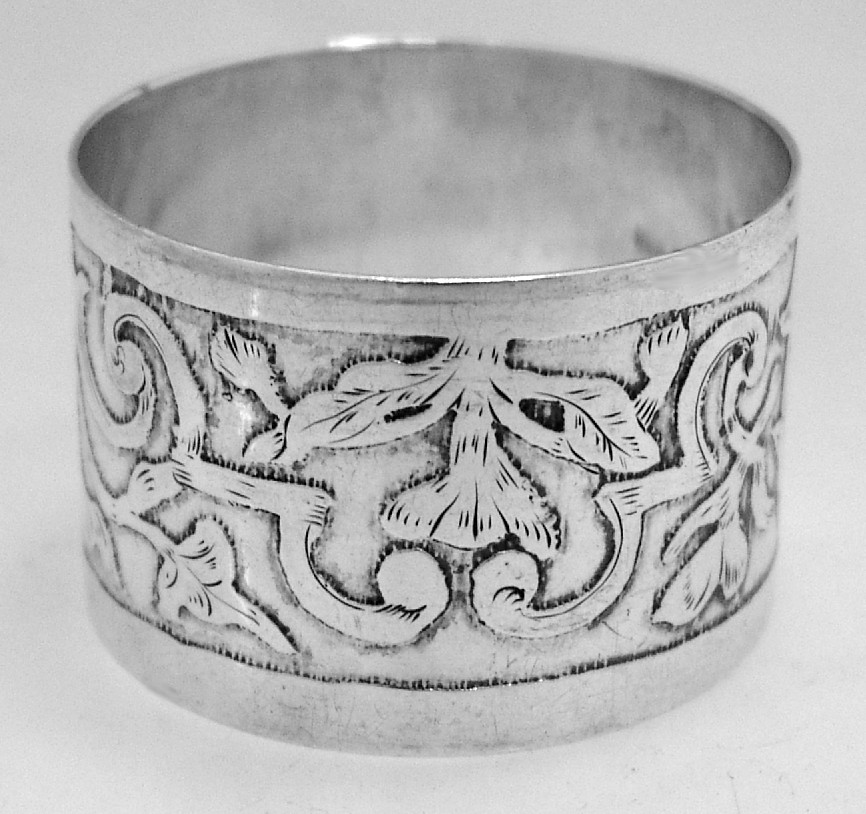 Acid Etched Sterling Silver Napkin Ring International 1900