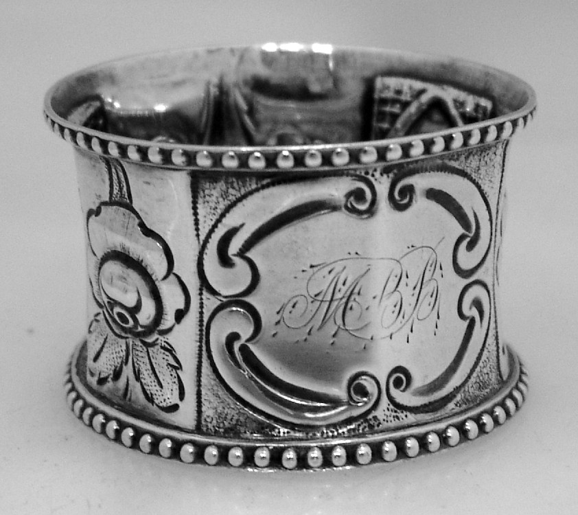 American Coin Silver Repousse Napkin Ring 1875