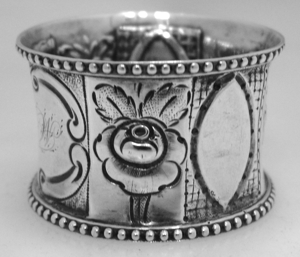 American Coin Silver Repousse Napkin Ring 1875