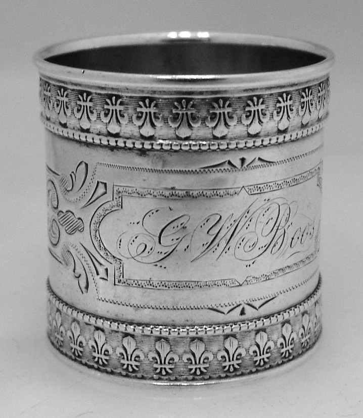 American Coin Silver Napkin Ring Fleur de Lis 1880