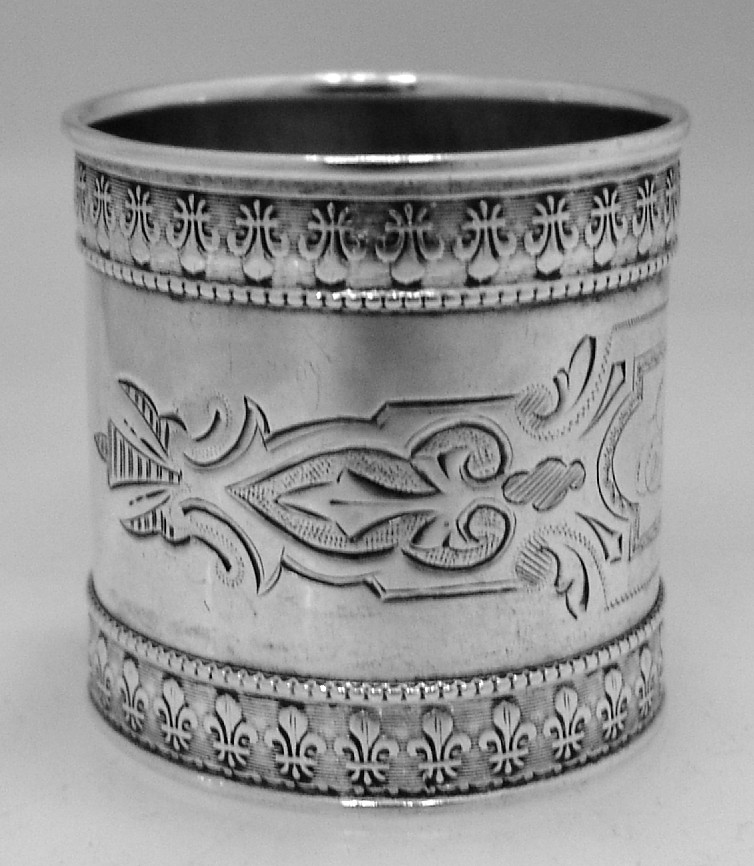 American Coin Silver Napkin Ring Fleur de Lis 1880