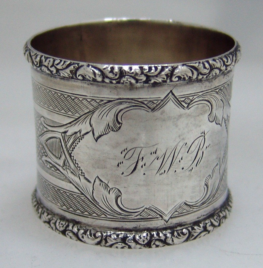 American Coin Silver Engine Turned Napkin Ring 1875