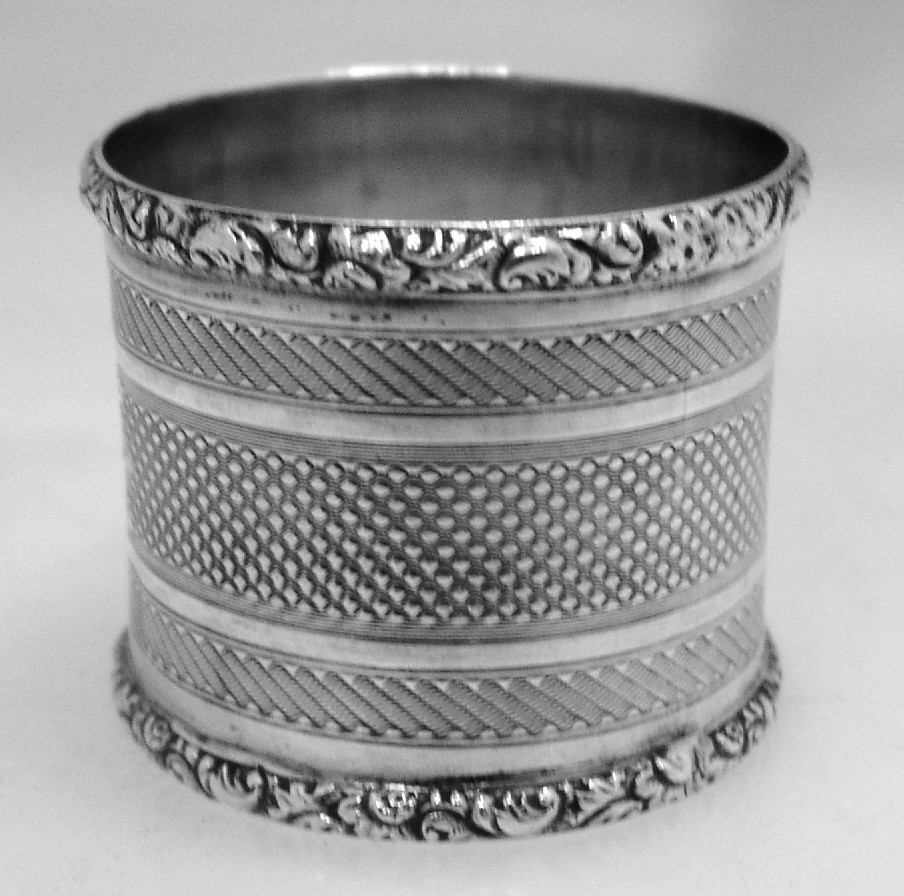 American Coin Silver Engine Turned Napkin Ring 1875