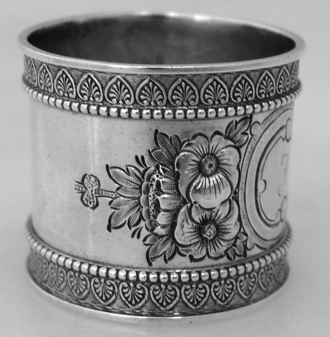 Aesthetic Palmette Napkin Ring Wood and Hughes Coin Silver 1880