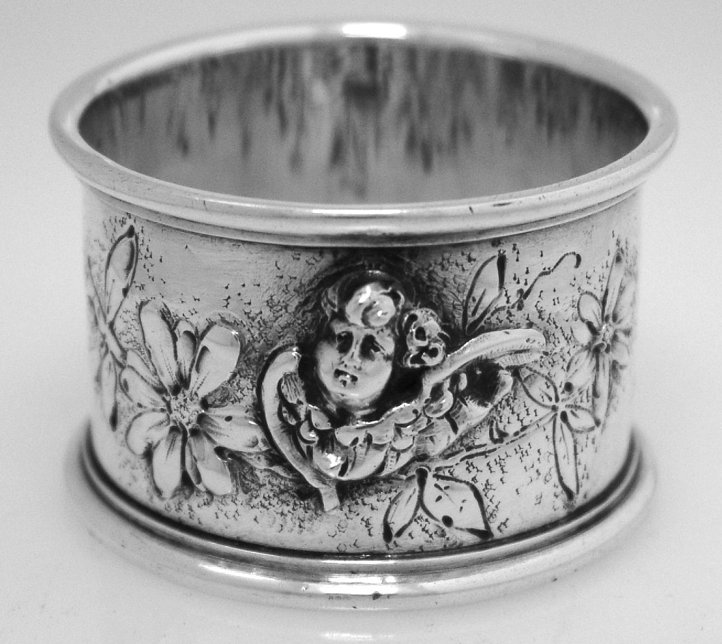 German 800 Standard Silver Art Nouveau Napkin Ring 1900