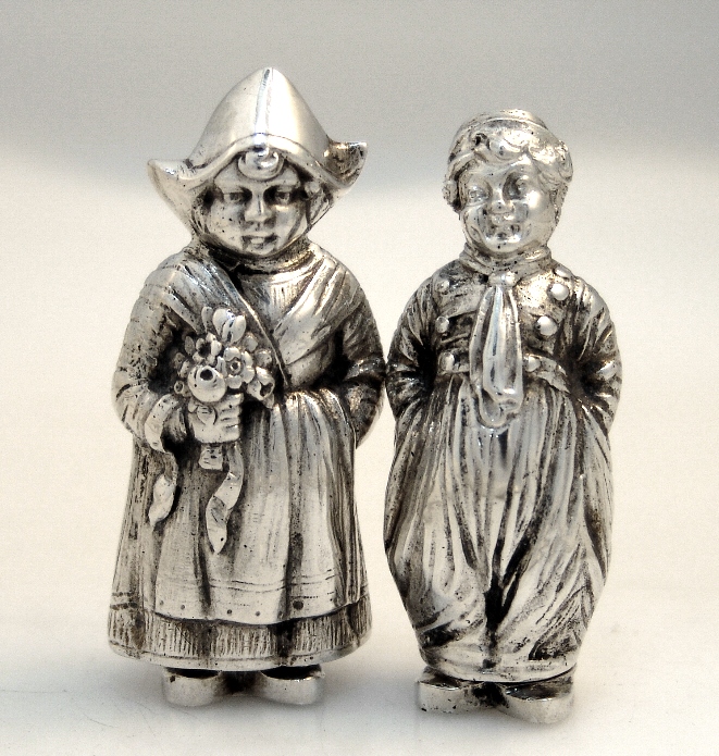 German 800 Silver Silver Figural Salt and Pepper Shakers