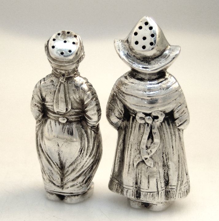 German 800 Silver Silver Figural Salt and Pepper Shakers