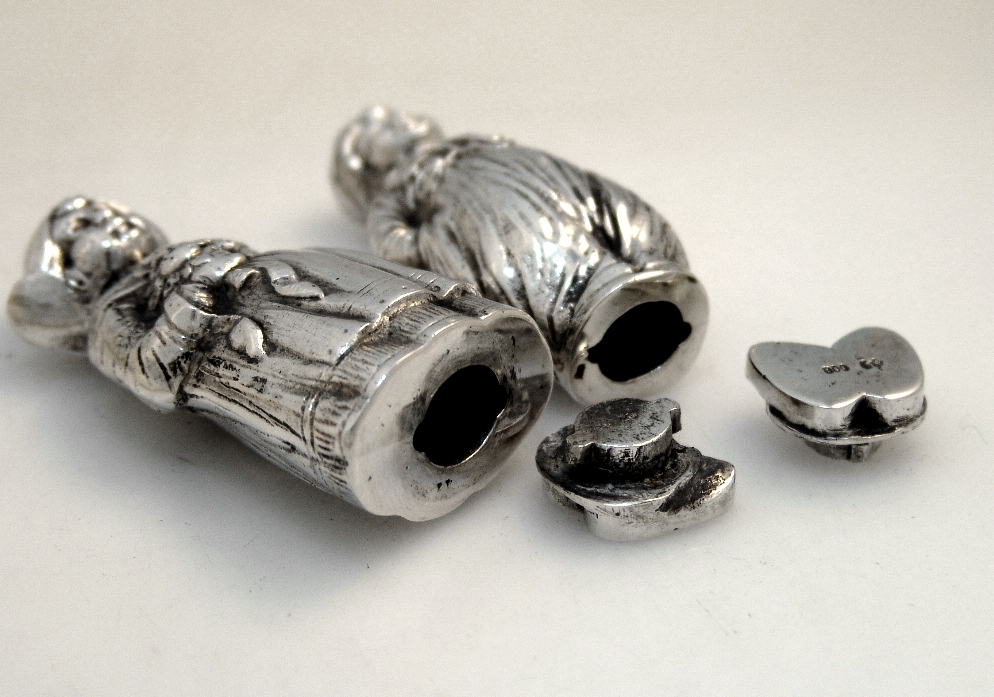 German 800 Silver Silver Figural Salt and Pepper Shakers