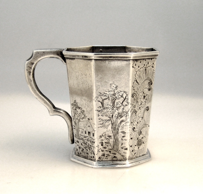 Octagonal Scenic Coin Silver Child&prime;s Cup 1835