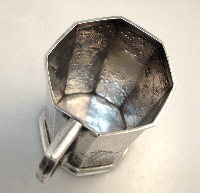 Octagonal Scenic Coin Silver Child&prime;s Cup 1835