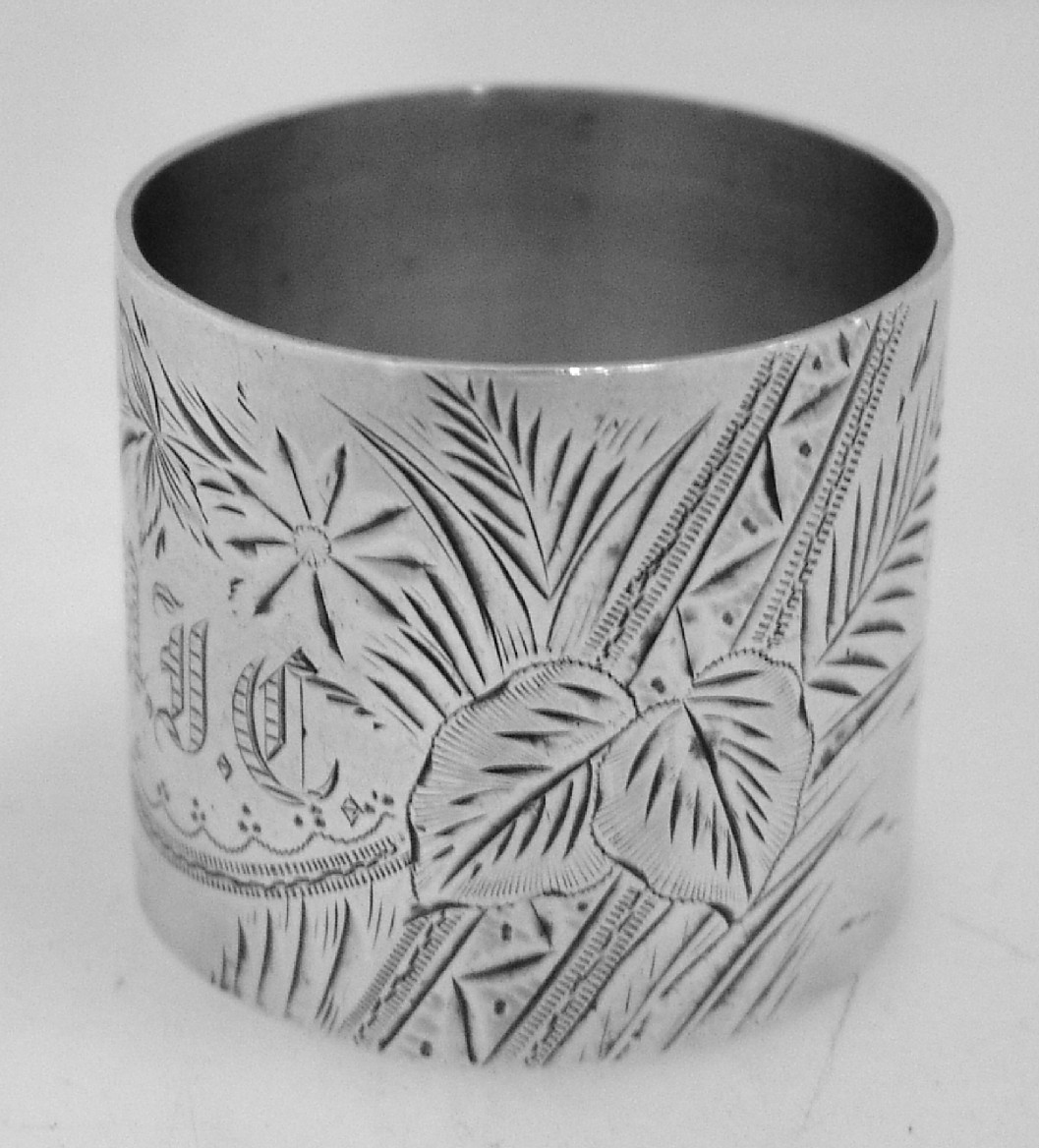 American Sterling Bright Cut Silver Napkin Ring 1900
