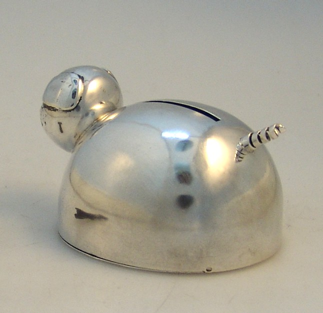 Sterling Silver Piggy Bank With Lock and Key 1935