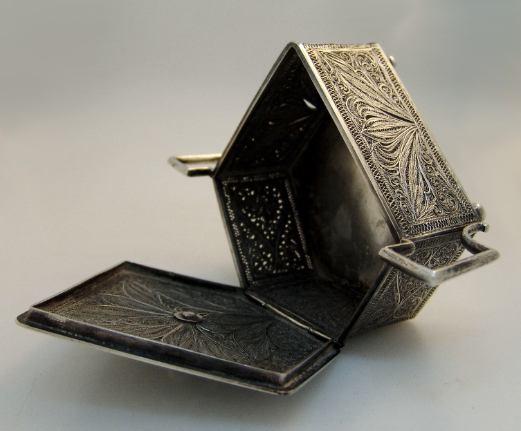 Exotic Rare Antique Silver Filigree Box, Persia 1850