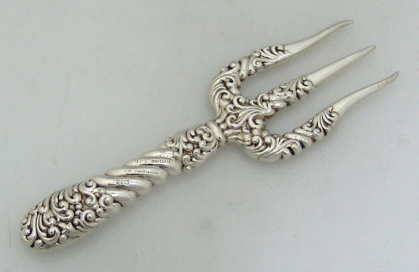 American Sterling Silver Repousse Toast Fork Gorham 1890