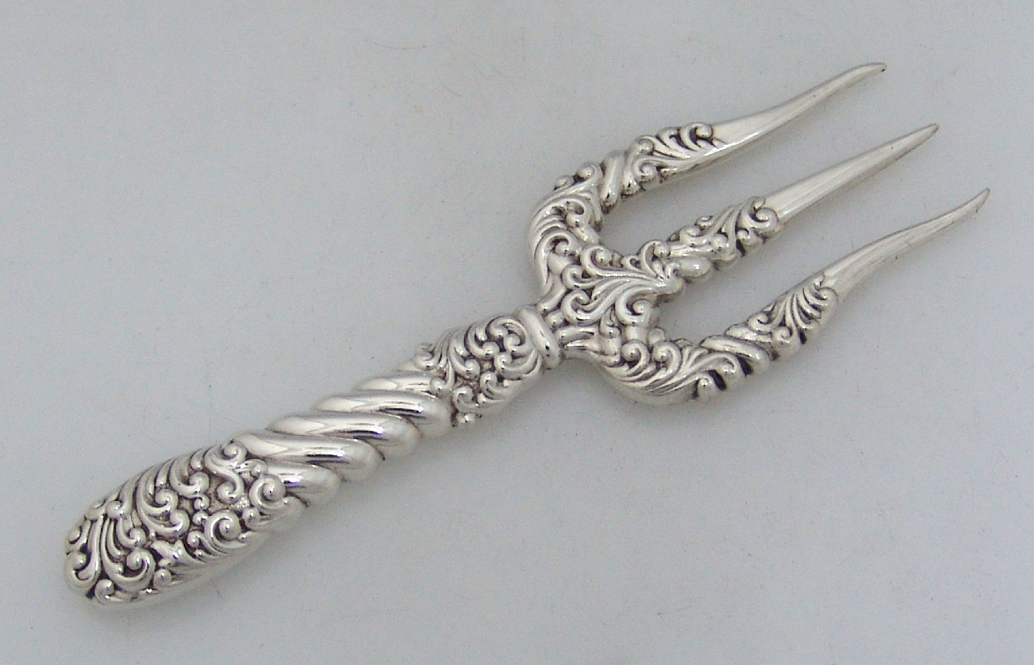 American Sterling Silver Repousse Toast Fork Gorham 1890