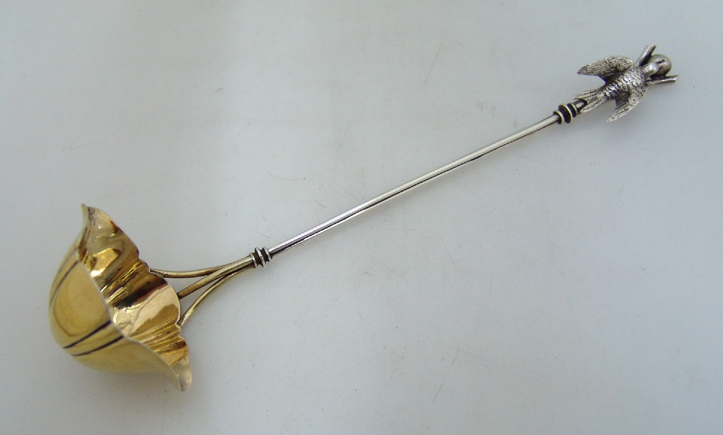 Figural Bird Peach Ladle Aesthetic Whiting 1870 Sterling Silver 