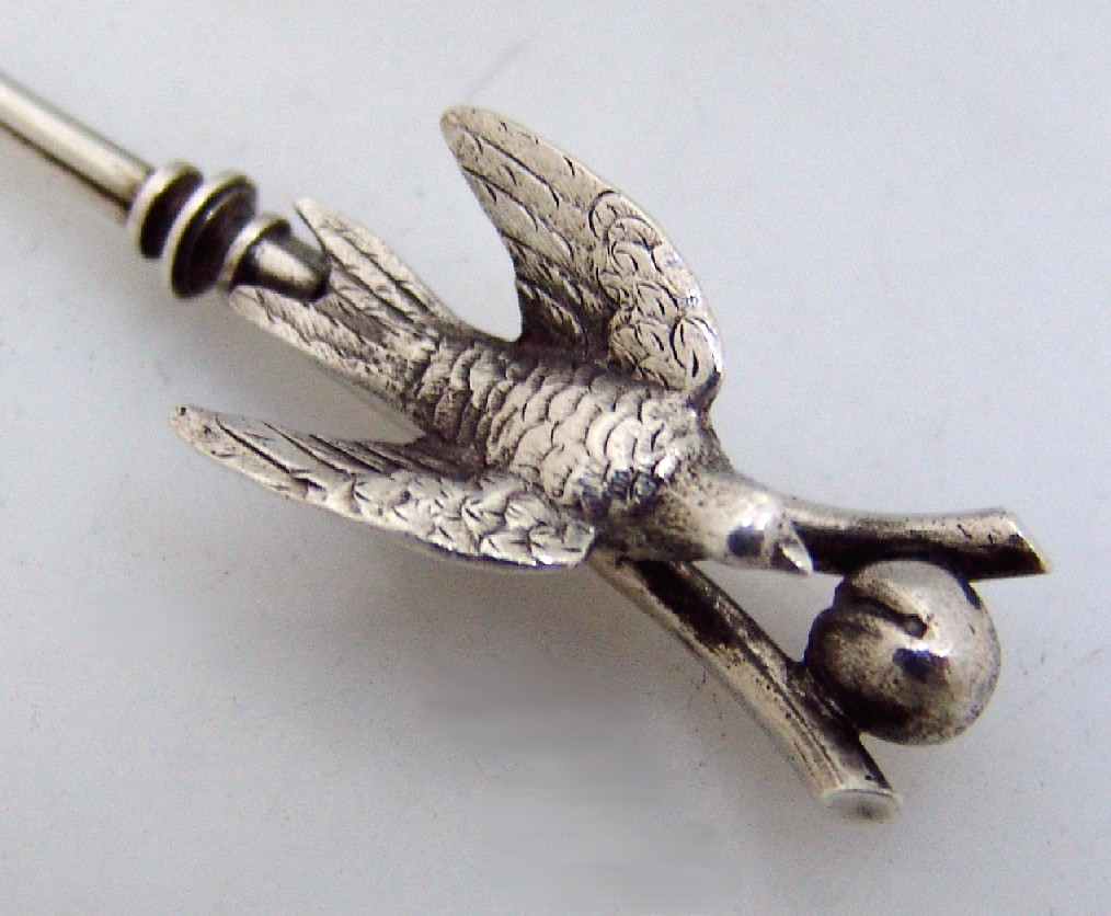 Figural Bird Peach Ladle Aesthetic Whiting 1870 Sterling Silver 