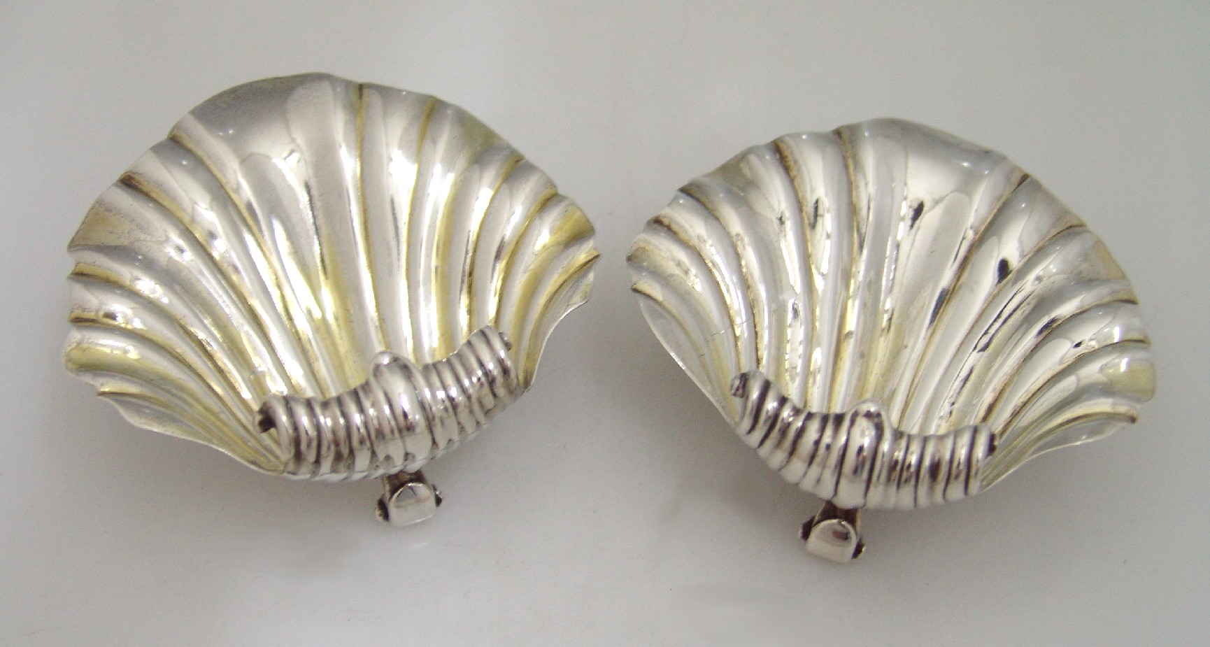Shell Open Salts Charles Thomas Fox 1829 Pair London Sterling Silver.