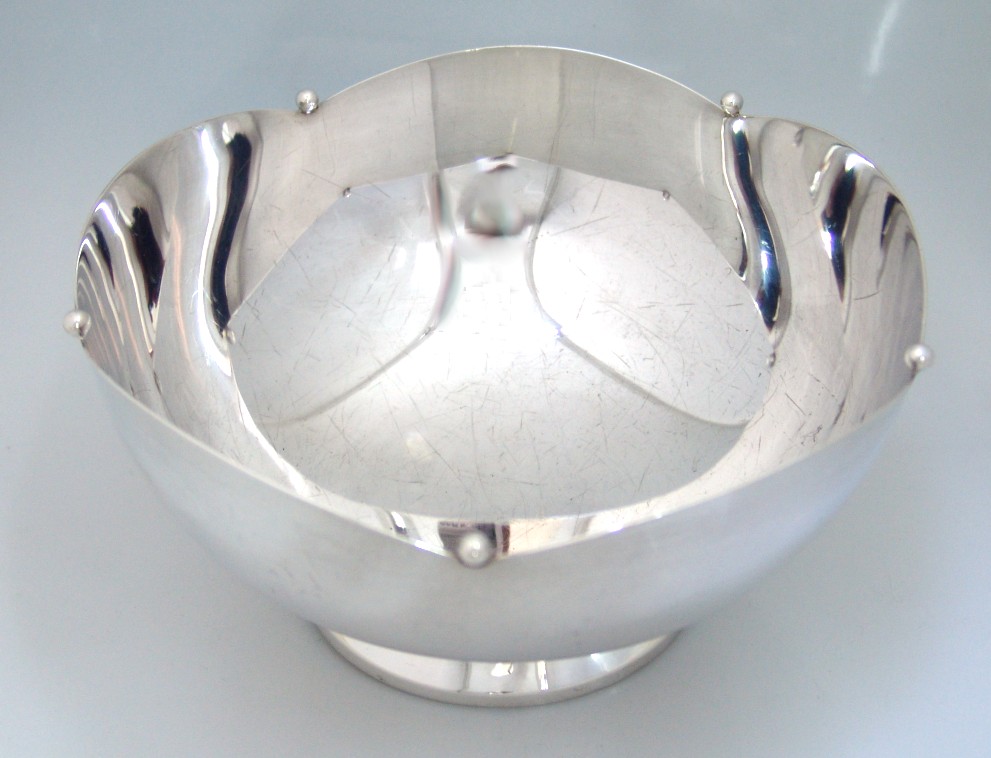 Currier Roby Serving Bowl Ball Edge Sterling Silver 1940
