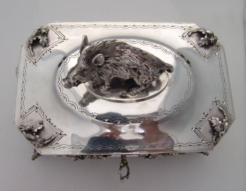 Russian Imperial Boar Box Kiev Vyrzhikovsky 84 Standard Silver 1897